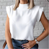Simple Lip Pattern Collar Lady Shirt Tsets Commuting Short-Sleeved Tops
