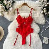 Lace Chain Design Sexy Jumpsuits Summer Underwear Thin Fashion Bodycon Playsuits WomenHollow Out Sexy Camis