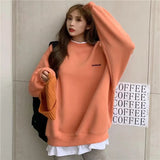 spring and autumn new splicing Pullover fashion Korean thick and thin women's Sweatshirt Navy Gray Black Pink women's
