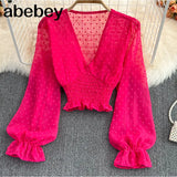 New Floral Chiffon Blouse Female Slim and Versatile Square Neck Stretch Blusa Slim Short Puff Sleeve Shirt