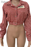 Letter Plaid Printed Jacket Women Lapel Long Sleeve Single Breasted Loose Harajuku Coat Winter 2023 Outwear