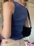 y2k Printed Crop Top Knitted Diamonds Kawaii Grunge Tank Tops Fairycore Sleeveless Sweats Cute Mini Vest Women