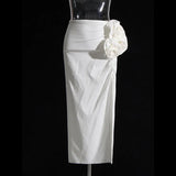 Fashion Premium Set 2025 New Solid Colored Rounded Collar With Dress + Sexy High Waist Open Fork