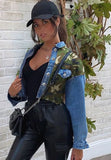 Camo Print Cropped Denim Jean