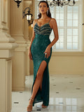 Sequin Spaghetti Strap Split