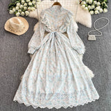 Court-Style Long Dress With Heavy Embroidered Lace Dress