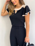 Yskkt Women's Fashion Ruffled Short Sleeves Chiffon Tops Casual Slim Fit Shirts Blouse Blusas Mujer De Moda 2020