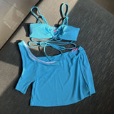 Add Color 2022 New Pit Bar Solid Three-Piece Set Swimsuit