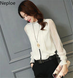 Womens Tops Chiffon Blouse Korean Summer Woman Clothes Stand Neck Elegant Ladies Work Wear Shirts Fashion Blusas De
