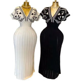 Women's Dress 2025 New Elegant V-Neck High-Waisted Knitted Dress Skirt Short