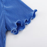 Fashion Women's 2 Pcs Set Pleated New Round Neck Loose Short Sleeve Tops And Highwaist Straight Pants Summer 2023