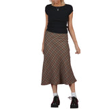 Women's Plaid Print High Waisted Midi Skirt A-Line Bodycon Long Pencil Skirt Y2K Streetwear E-Girl 90S