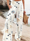 Spring And Summer New Four Seasons Of Leisure Wide Leg Trousers Print Burst Loose Trousers