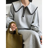 Women's Zipper Lapel Collar Sweatshirt + Drawstring Skirt Two-piece