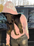 Zip Up Hoodie Women Gothic Punk Grunge Streetwear Long Sleeve Hooded Jackets Coats Female Y2k Clothes Loose