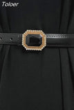 Fashion Women's PU Leather Belt Diamond Decoration Pearl Dress Belt Solid Color Belts All Season 2023 Trend New