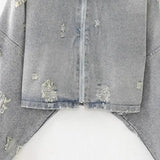 Homemade New Women's Hole Decoration Denim Short Jacket Jacket