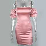 off shoulder 2023 Slim dress mujer robe vestido French romance party night lace up bodycon summer dresses women pink