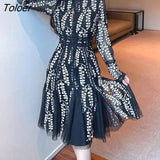 Lace Vintage Dress Women 2023 Long-sleeve White Mesh Party Dresses Female High Waist Runway Design