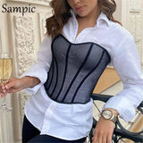 Chic 2021 Summer See Through Underwire Tank Tops Sexy Women Club Mini Skinny Bustier Corset Vest Sleeveless Crop