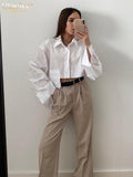 Autumn Fashion Chic White Women Blouse Sexy Lapel Long Sleeve Crop Shirts Lady Streettop Woman Blusas Clothing