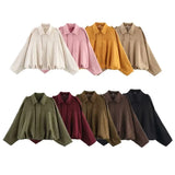 Women's 2025 New Bat Sleeve Loose-Fitting Velvet Bomber Jacket