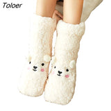 Floor Velvet Thickening Warm Socks Coral Velvet Animal Graphic Socks Japanese-style Home Footwear