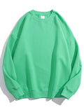 Cotton Pullover Sweatshirts Oversize Women O Neck Loose Long Sleeve Top Solid Oversized Green Sweatshirt For Women