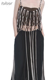 Patchwork Fringe Dress For Women O Neck Sleeveless Hollow Out Straight Sexy Dresses Female 2023 Summer Fashion