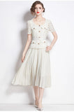 Small Scent Dress Female High-End Exquisite Temperament Lace Spliced 100 Folded Long Dress Dress Dress