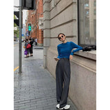 With A Set Of Stylish Blue Long-Sleeved Bottom Top Women 2025 Autumn Loose Suit Suit Suit Suit