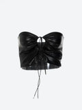 Faux Leather Lace Up Crop