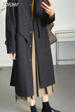 Fashion Women's Trench Coat New Lapel Loose Single Breasted Long Sleev Sashes Back Spliced Windbreaker Autumn 2023