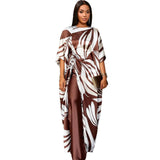 Printed Pantyhose Kit Rope Tie With Loose Blouse And Casual Broad Leg Pants Two-Piece