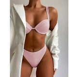 Waist Bikini Underwire Push Up Swimwear Women 2021 Sexy Swimsuit Female Two Pieces Bikini Set Bather Bathing Suit