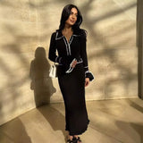 French Elegant Little Fragrant Knitted Dress Dress Women Fashion Collar Long Sleeve Slim