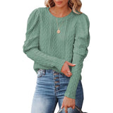 Pullover Sweater Woman Winter Puff Long Sleeve Knitwears for Women Clothing Loose Round Neck Female Tops Autumn