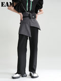 High Waist Black Gray Irregular Long Wide Leg Trousers New Loose Fit Pants Women Fashion Tide Spring Autumn 2023
