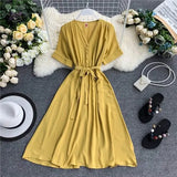 Spring New V Neck Summer Midi Long Dress Vestido De Festa Evening Party Bandage Women Casual Elegant High Waist