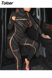 Sexy See Through Cutout Tight Jumpsuit Women Club Outifts Streetwear Hooded Bodycon All In One Baddie Clothes