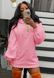 Puff Sleeves Zipper Blank Hooded