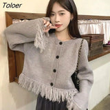 Women Solid Loose Tassel Creativity Trendy Ladies Cropped Pure Gentle Korean Style Chic All-match Streetwear Simple