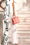 Women Party Elegant Sexy Streetwear Loose Jumpsuit Office Ladies Lips Print Casual Wide Leg Overalls for Women