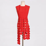 Toloer 2024 New Fashion Round Neck Sleeveless Round Piece Splicing Design Sense Tassel Advanced Sense Pure Color Top Vest-Outfit