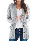 Cardigan Knitted Long Sweater Clothing Women's Long Sleeve Cable Jumper Knit Sweater Jacket Winter Tops Pull Femme