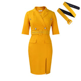Large-Size Women's Clothing 2025 Winter New Suit Collared Hips Thin Open Fork OL Professional African
