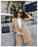Solid Office Ladies Vest Fashion Sleeveless Lace Up One Button Blouse Coat Autumn Casual Women Outwear 2022 Veste Femme