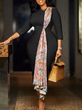 Plus-Size Women's 2025 Temperament OL Elegant Pencil Skirt Bag Hip Spliced African