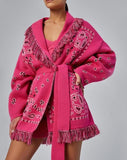 Print Boho Fringe Jacket with