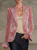 Women's Coat Suit Long Sleeve Collar Digital Print Top Small